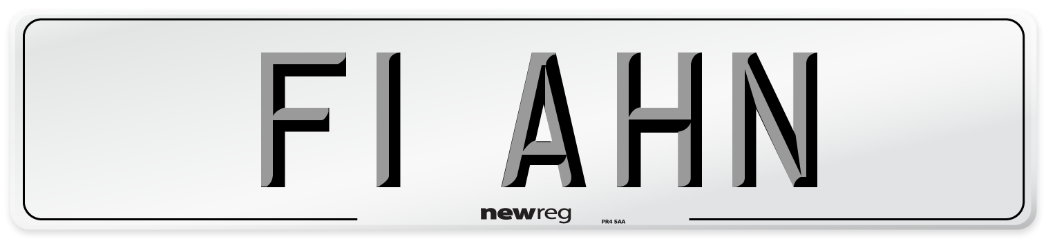 F1 AHN Number Plate from New Reg